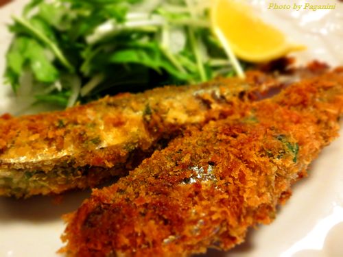 Fried saldin with herb & bread crumbs