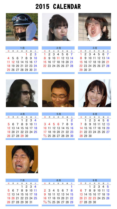 2015年お騒がせカレンダー