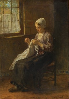 ヨーゼフ・イスラエルス「縫い物をする若い女」